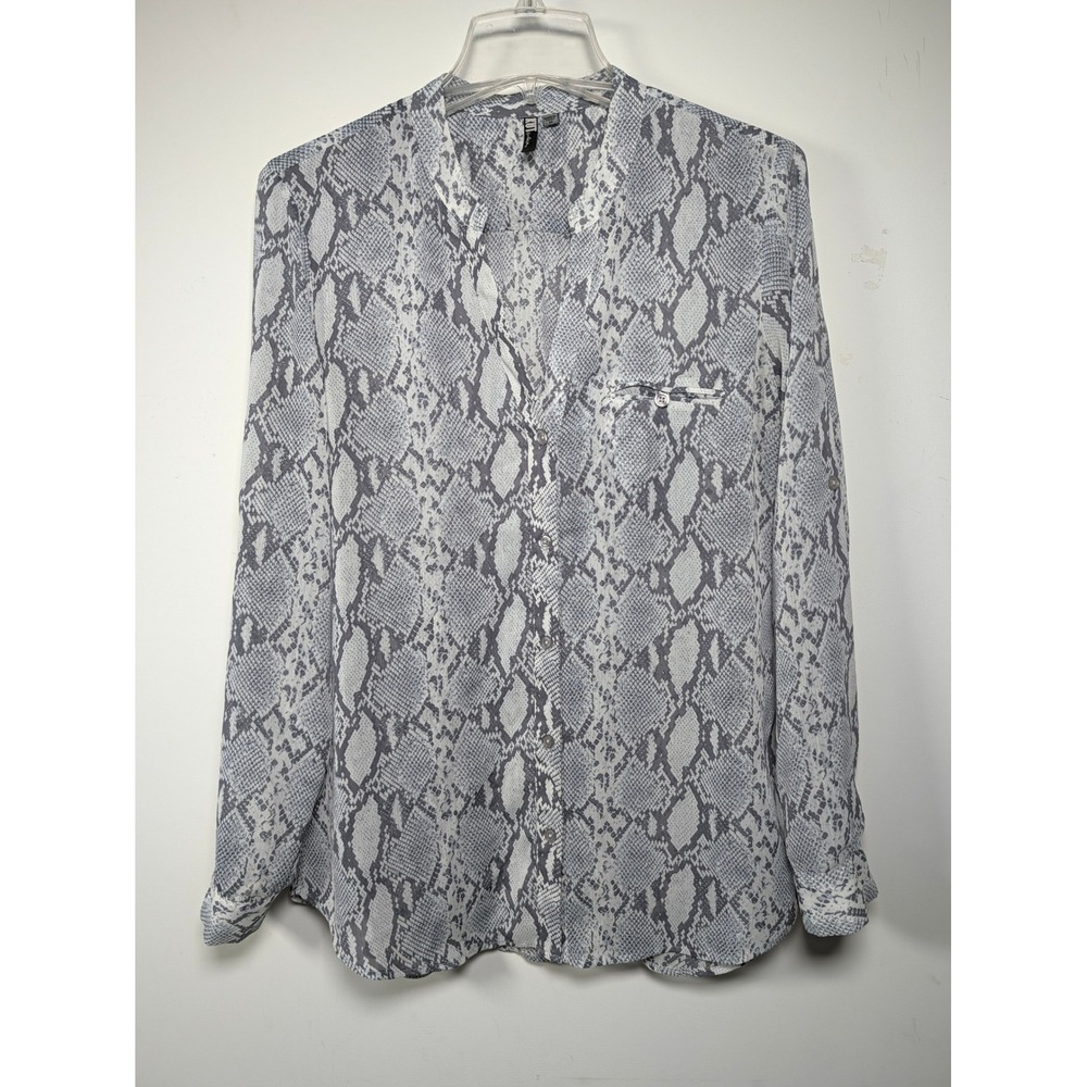 KUT from the Kloth Womens M Blouse Polyester Grey Snakeskin Regular Fit